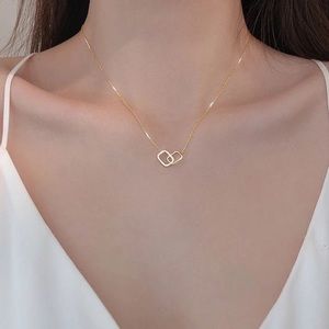 New 18K Gold Vermeil Sterling Silver 925 Interlocking adjustable Necklace